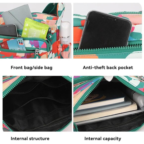 Crossbody Bag Womens Nylon Waterproof Multi-Pocket Casual Purse - Picture 2 of 6